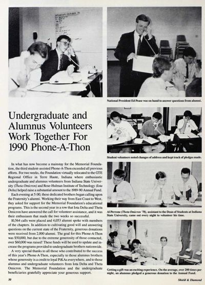Memorial Foundation: Undergraduate And Alumnus Volunteers Work Together For 1990 Phone-A-Thon